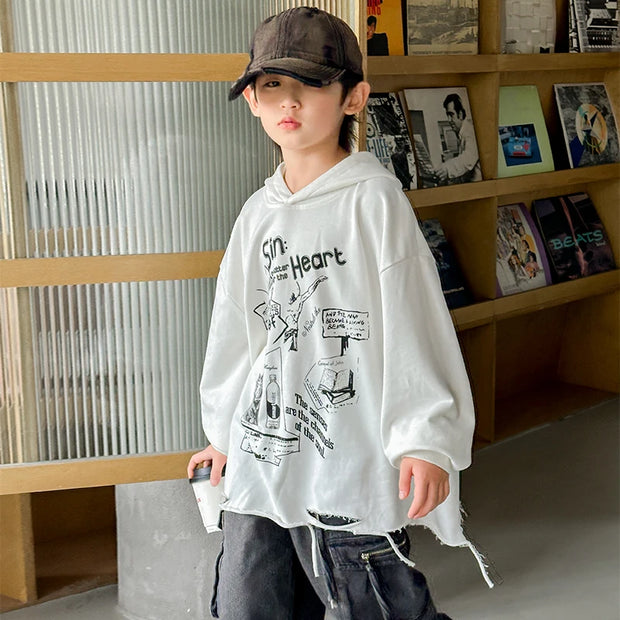 Hoodie Kids Boys 2024 Autumn Teenager Clothes Kids Casual Cotton Hooded Sweatshirt Tops Costume 5 6 7 8 9 10 11 12 13 14 Years