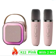 K12 Bluetooth speaker with 2 microphones for portable karaoke amplification system, home singing and children's gifts