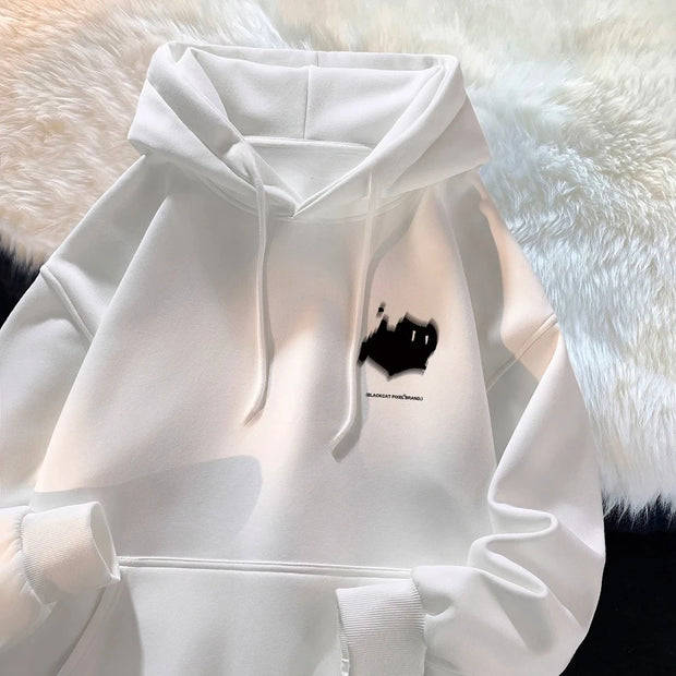 Hoodie Women's Trendy Brand Versatile Hong Kong Style High Street American Printed Top Autumn and Winter Coat