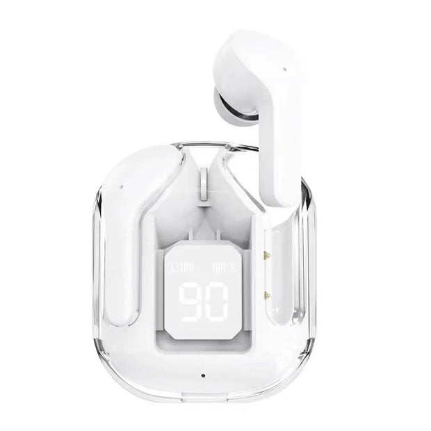 Bluetooth-Compatible Noise Canceling Translucent Earphones with Digital Display Charging Case Small Ear Buds for Sports Working