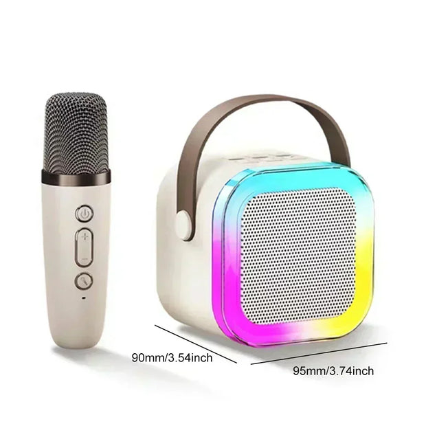 K12 Bluetooth speaker with 2 microphones for portable karaoke amplification system, home singing and children's gifts