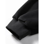 Hoodie - Black Pullover Sweater with Eye-catching Pattern, Street Style Daily Wear, Urban Fashion Casual Loose Trend