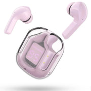 Bluetooth-Compatible Noise Canceling Translucent Earphones with Digital Display Charging Case Small Ear Buds for Sports Working