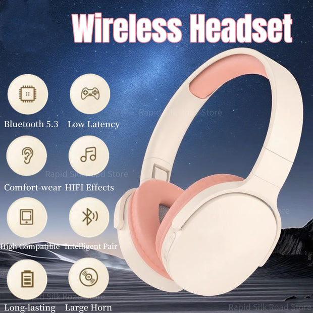 Wireless Headphones Bluetooth 5.3 9D HIFI Stereo Sound Headset Foldable Long Battery Life Heavy Bass Earphone 2025 NEW