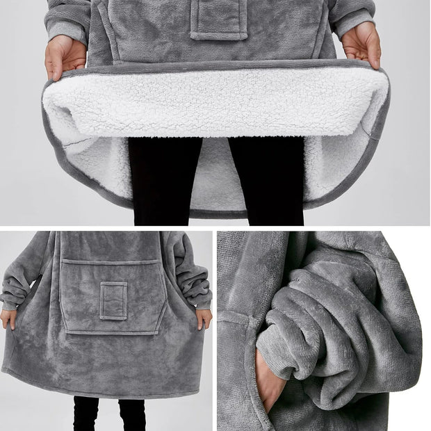 Hoodie Wearable Blanket For Women Men, Oversized Blanket For Adults With Big Pocket dropshipping for hot selling items