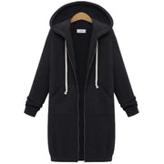 Hoodies Women 2022 New Autumn and Winter Thickening Loose Fashion Solid Color Pocket Design Top Hooded Long Sweatshirts Coat