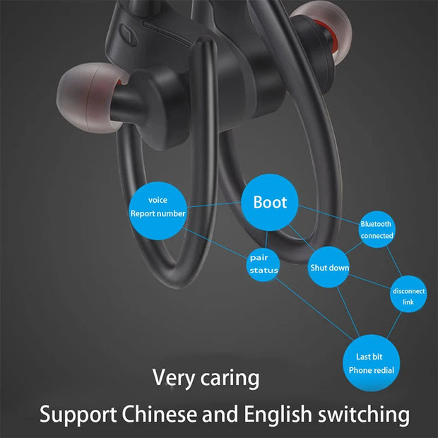 Wireless Headphones Earloop Ear Hook Earbuds Wireless Bluetooth Headset Handsfree Neckband With Mic Bluetooth Earphones