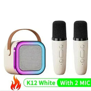 K12 Bluetooth speaker with 2 microphones for portable karaoke amplification system, home singing and children's gifts