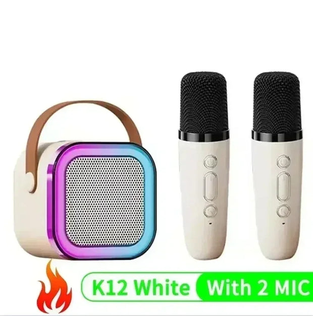 K12 Bluetooth speaker with 2 microphones for portable karaoke amplification system, home singing and children's gifts