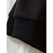 Hoodie - Black Pullover Sweater with Eye-catching Pattern, Street Style Daily Wear, Urban Fashion Casual Loose Trend