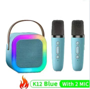 K12 Bluetooth speaker with 2 microphones for portable karaoke amplification system, home singing and children's gifts